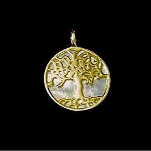 New Tree of Life Pendant. Gold with Mother of Pearl Back